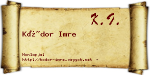Kódor Imre névjegykártya
