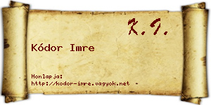 Kódor Imre névjegykártya